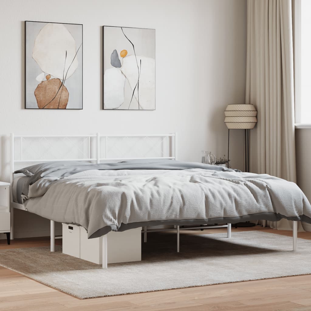 Estrutura de cama com cabeceira 140x200 cm metal branco