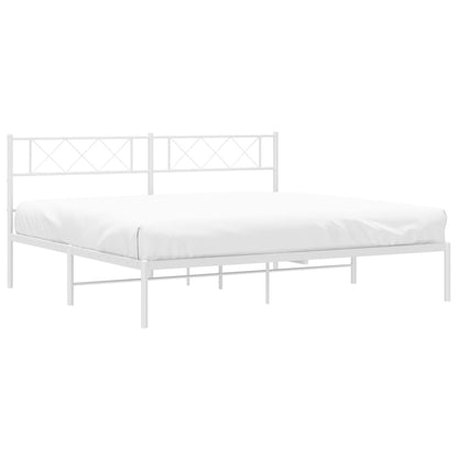 Estrutura de cama com cabeceira 160x200 cm metal branco