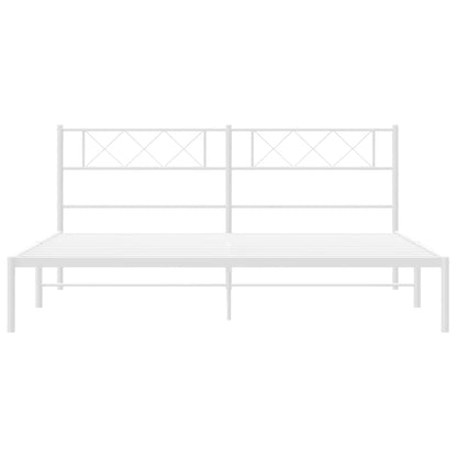 Estrutura de cama com cabeceira 160x200 cm metal branco