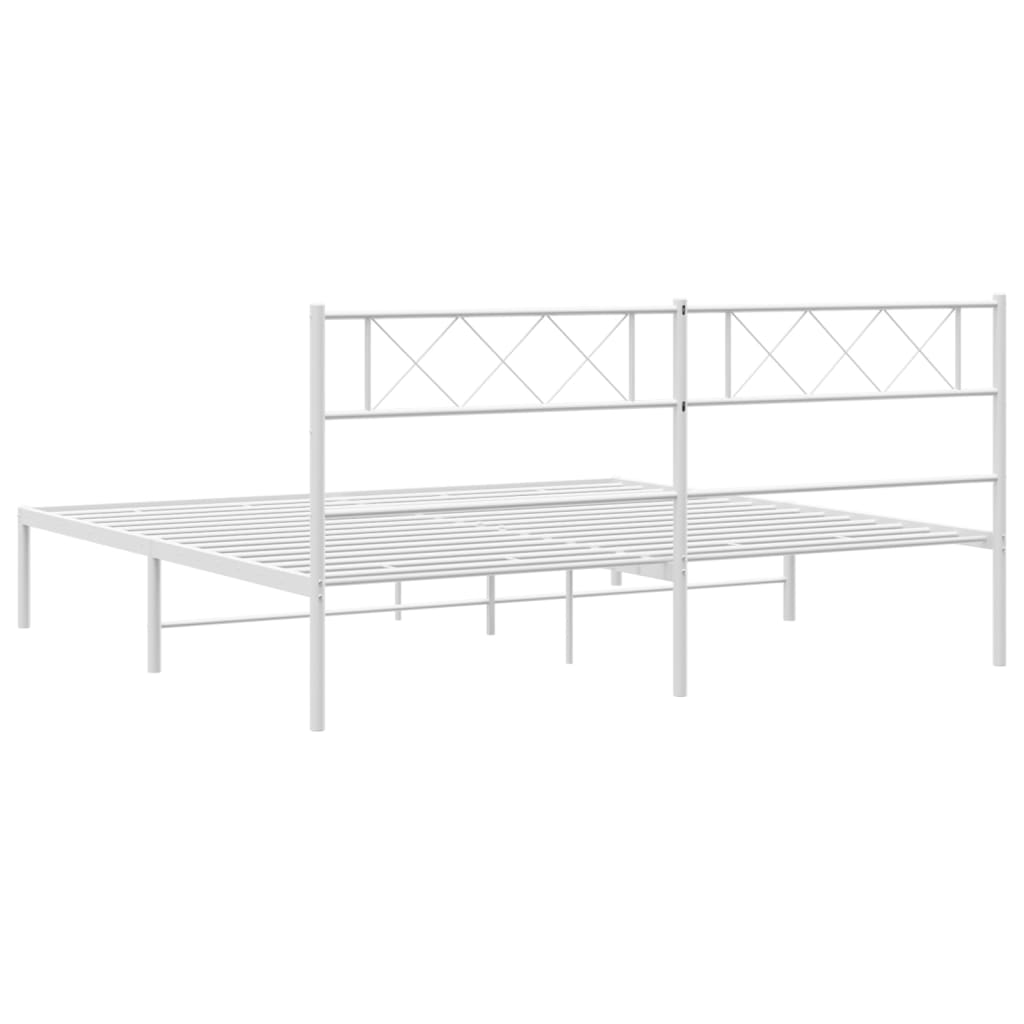 Estrutura de cama com cabeceira 160x200 cm metal branco