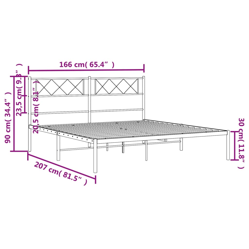 Estrutura de cama com cabeceira 160x200 cm metal branco