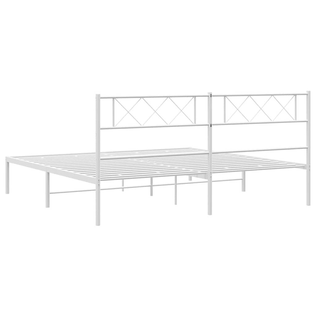 Estrutura de cama com cabeceira 183x213 cm metal branco