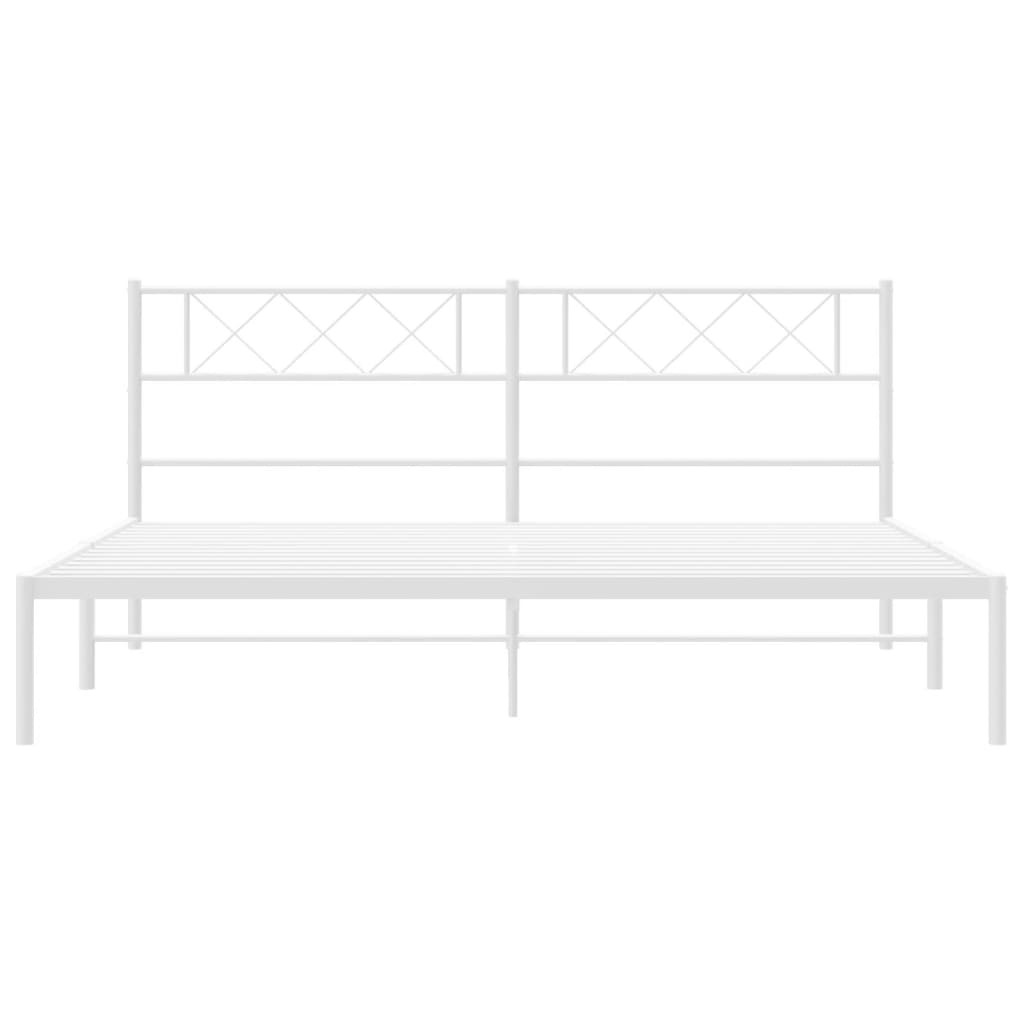 Estrutura de cama com cabeceira 200x200 cm metal branco