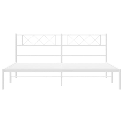 Estrutura de cama com cabeceira 200x200 cm metal branco