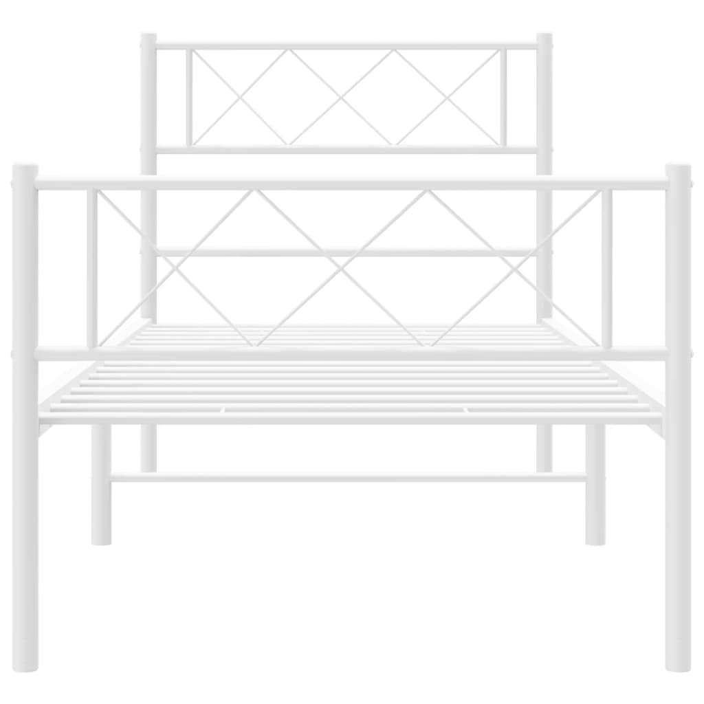 Estrutura de cama com cabeceira e pés 90x190 cm metal branco