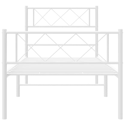 Estrutura de cama com cabeceira e pés 90x190 cm metal branco