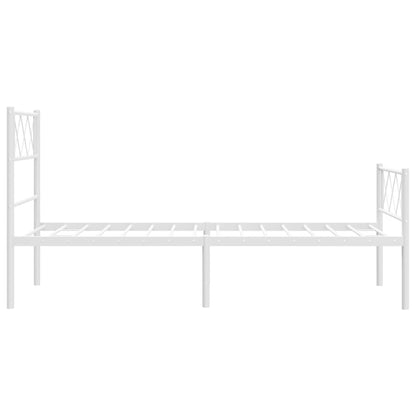 Estrutura de cama com cabeceira e pés 90x190 cm metal branco