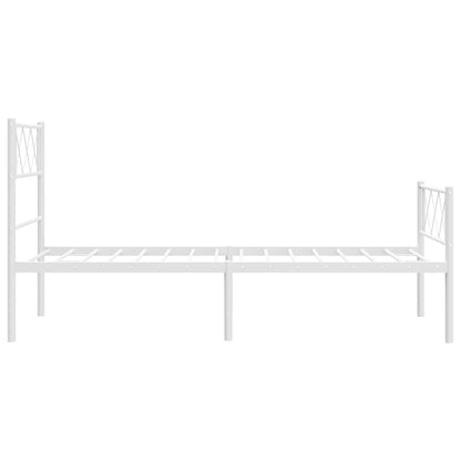 Estrutura de cama com cabeceira e pés 90x200 cm metal branco