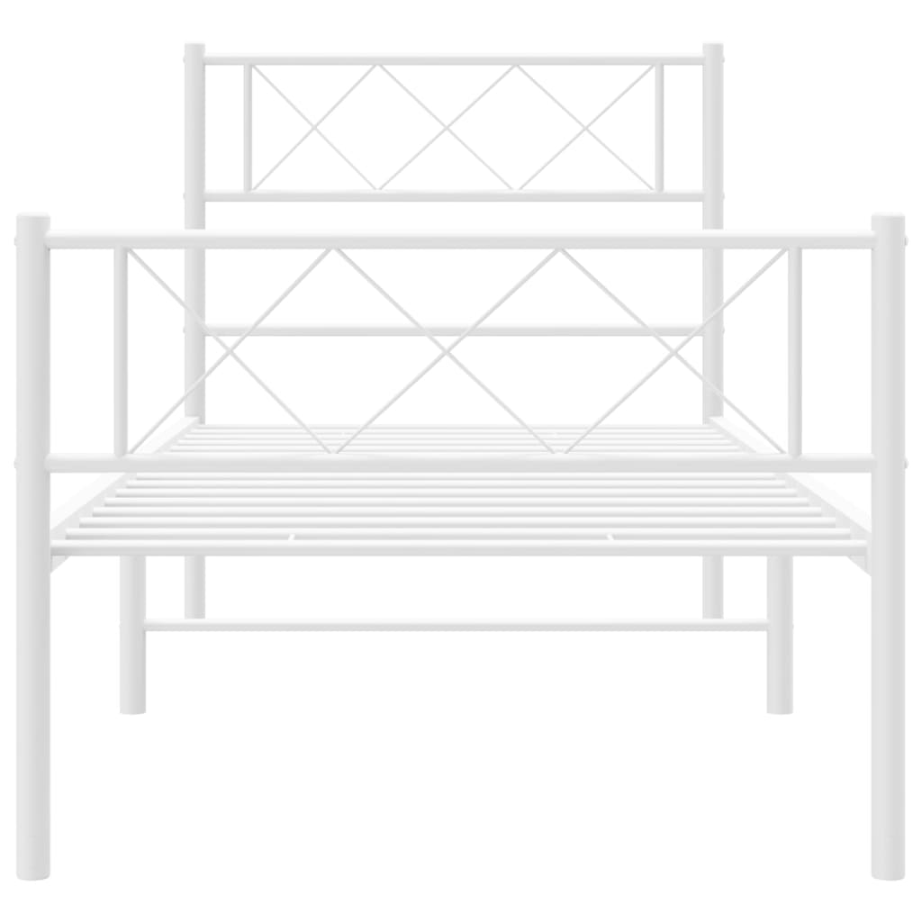 Estrutura de cama com cabeceira e pés 100x190 cm metal branco