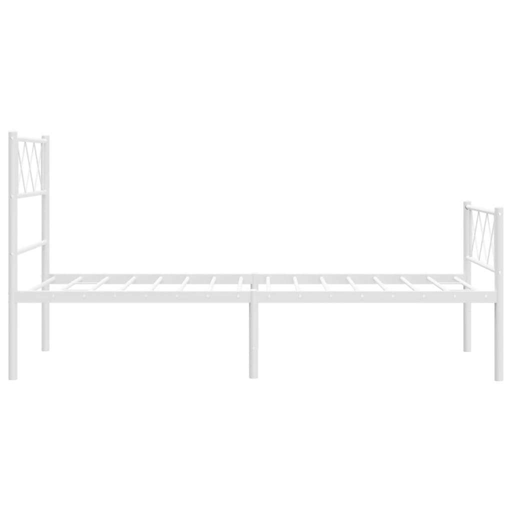 Estrutura de cama com cabeceira e pés 100x190 cm metal branco