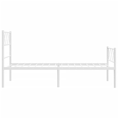 Estrutura de cama com cabeceira e pés 100x190 cm metal branco