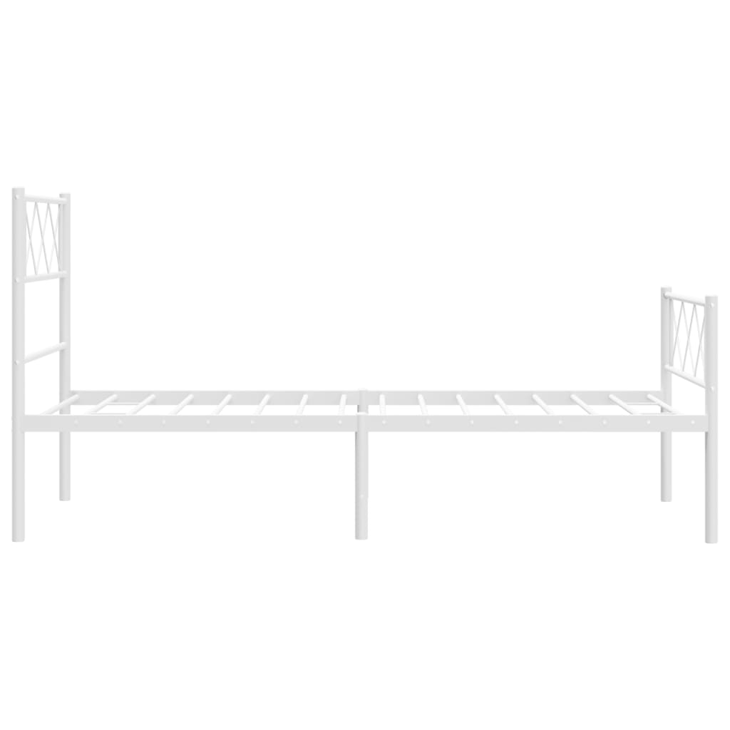 Estrutura de cama com cabeceira e pés 107x203 cm metal branco