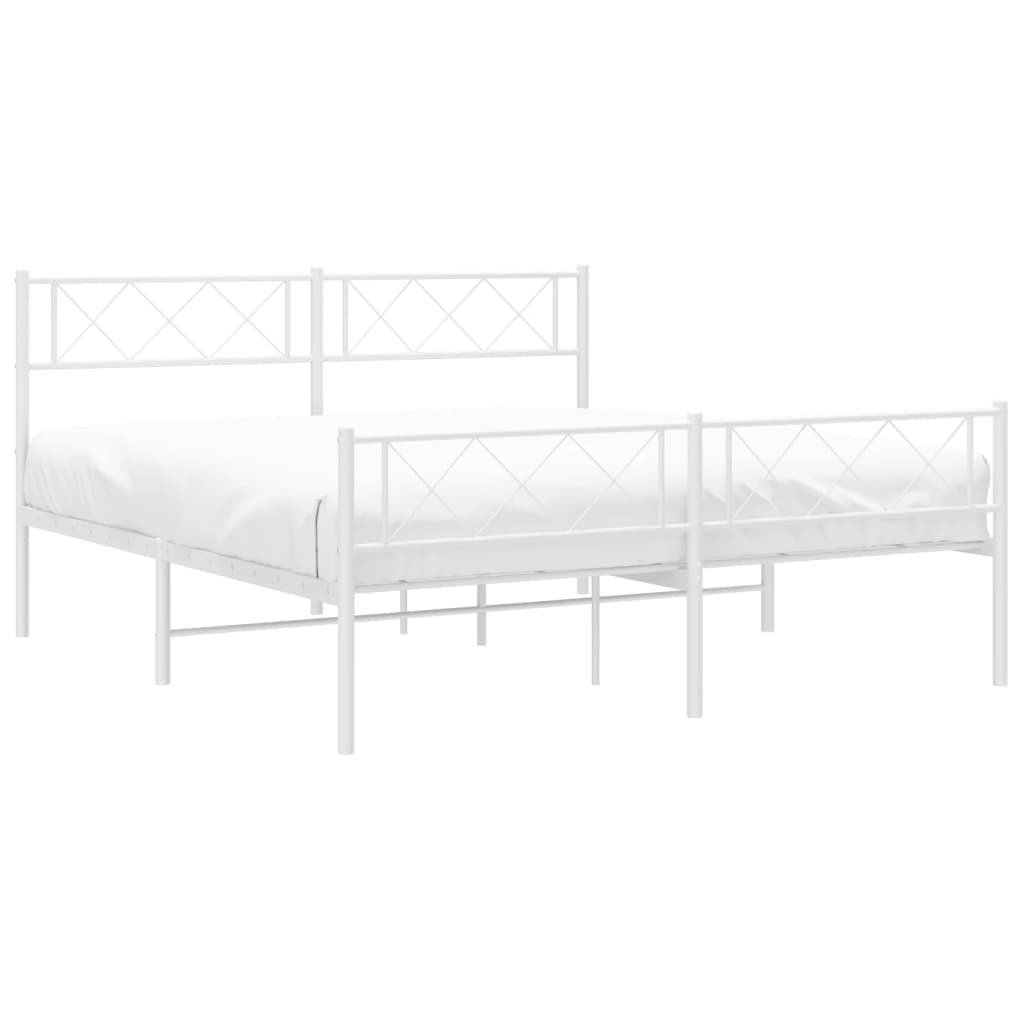 Estrutura de cama com cabeceira e pés 120x200 cm metal branco