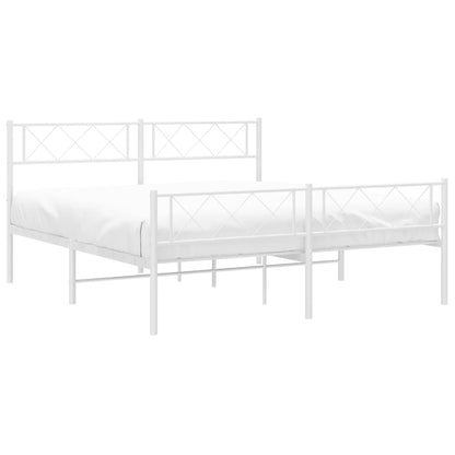 Estrutura de cama com cabeceira e pés 120x200 cm metal branco