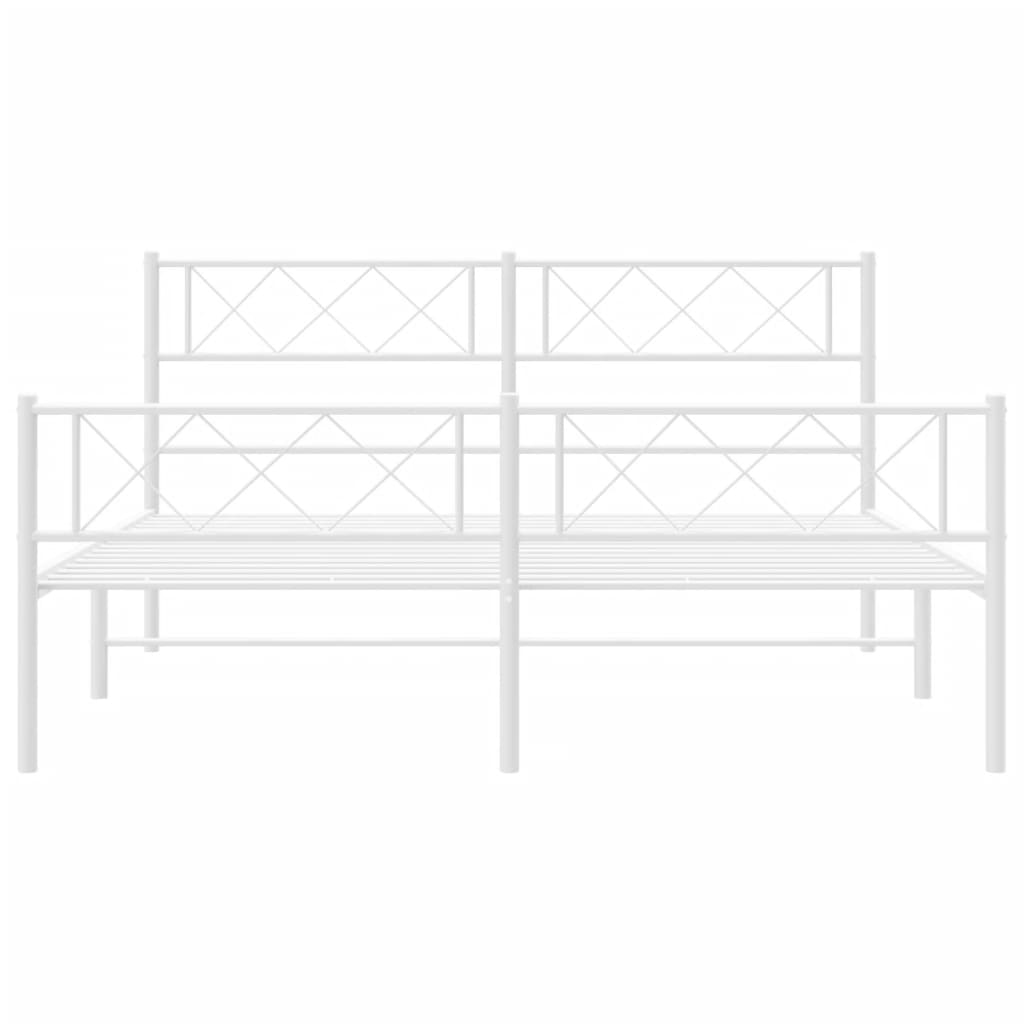 Estrutura de cama com cabeceira e pés 120x200 cm metal branco