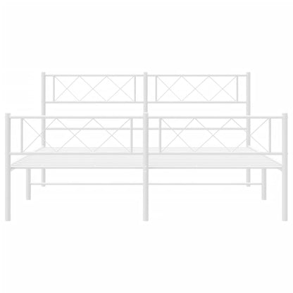 Estrutura de cama com cabeceira e pés 120x200 cm metal branco