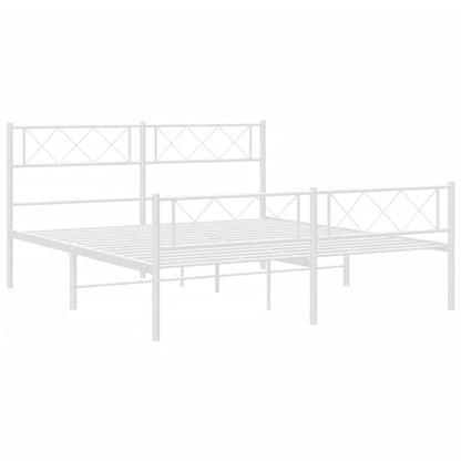 Estrutura de cama com cabeceira e pés 120x200 cm metal branco