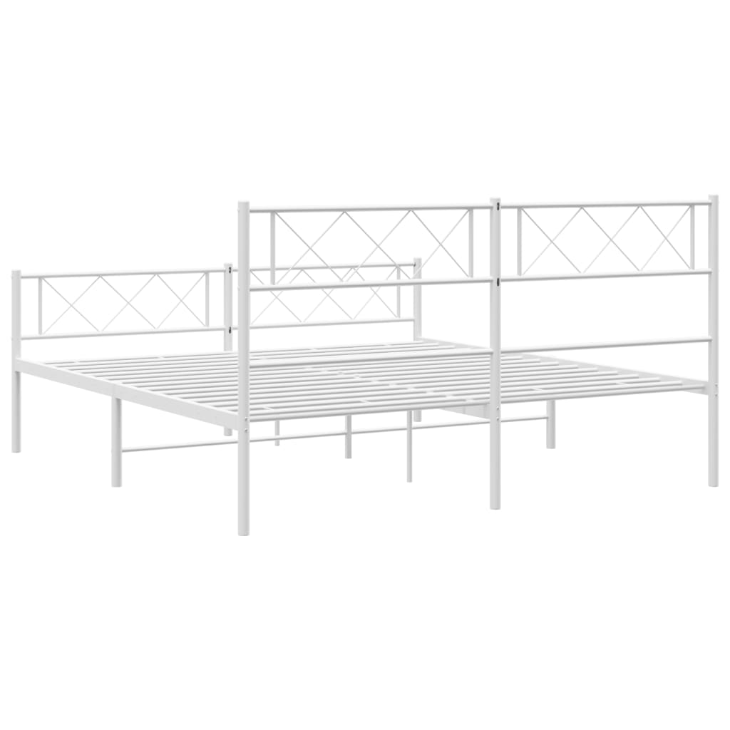 Estrutura de cama com cabeceira e pés 120x200 cm metal branco