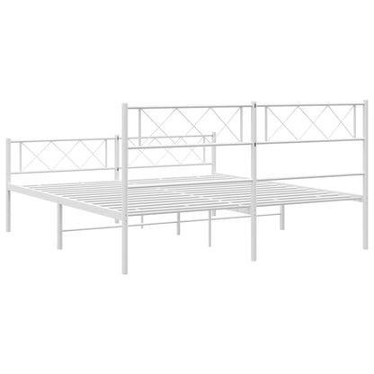 Estrutura de cama com cabeceira e pés 120x200 cm metal branco