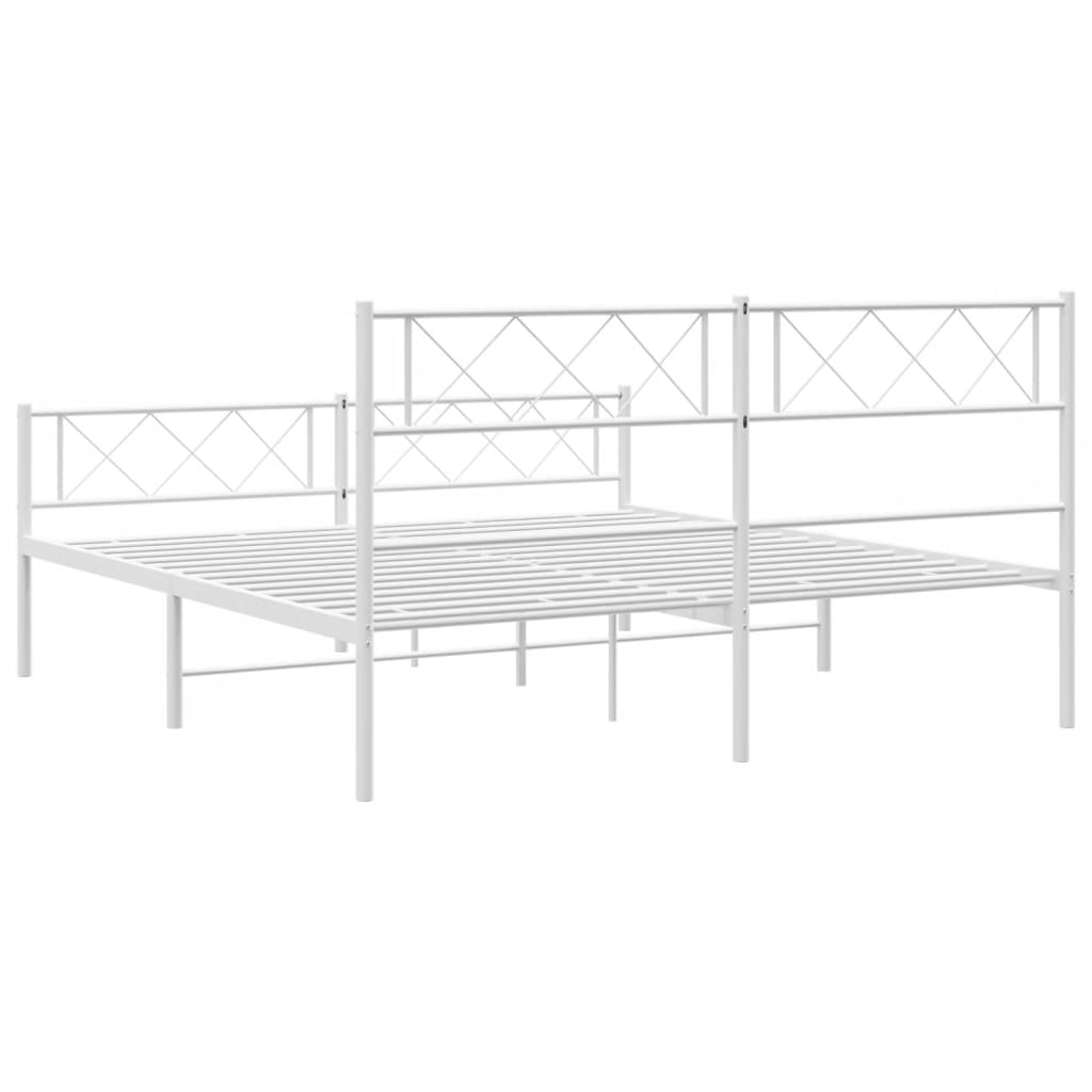 Estrutura de cama com cabeceira e pés 135x190 cm metal branco