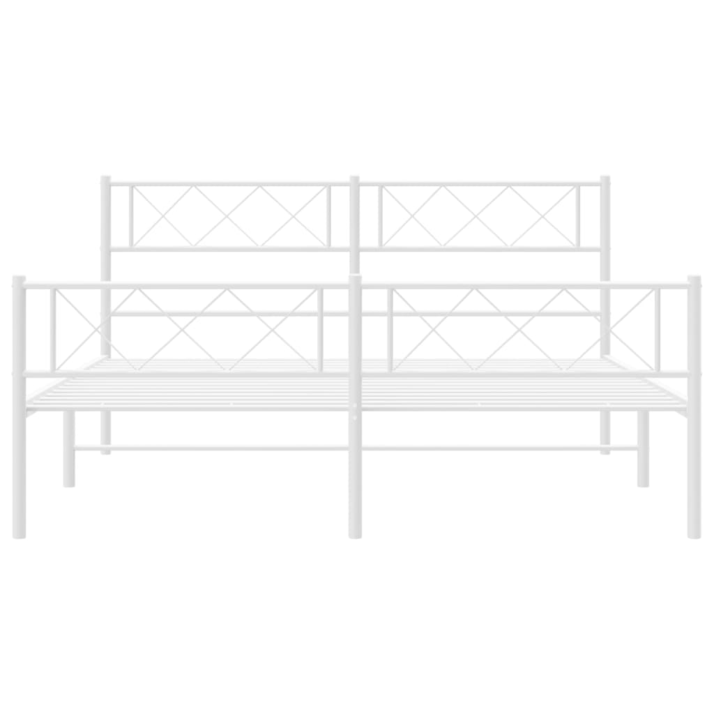 Estrutura de cama com cabeceira e pés 140x200 cm metal branco