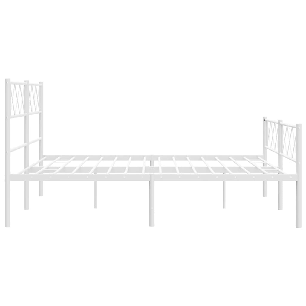 Estrutura de cama com cabeceira e pés 140x200 cm metal branco