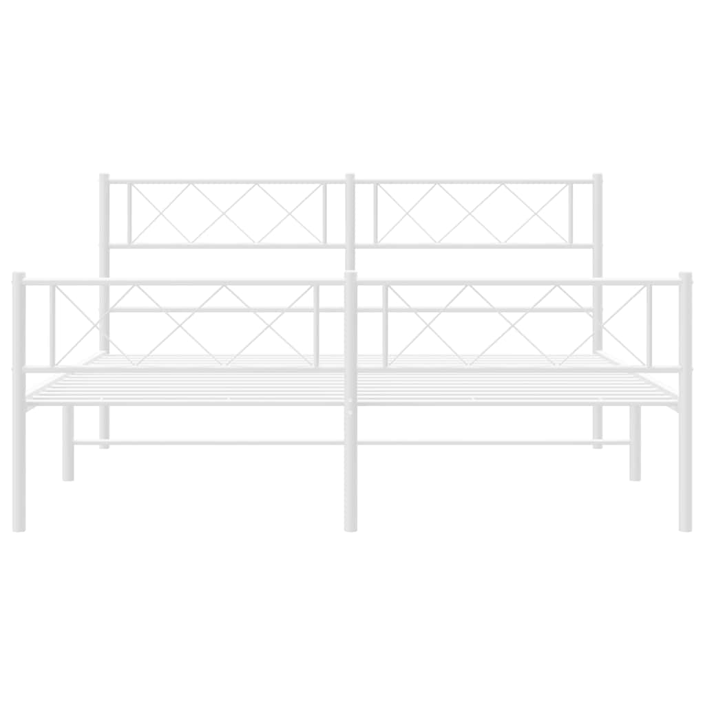 Estrutura de cama com cabeceira e pés 150x200 cm metal branco