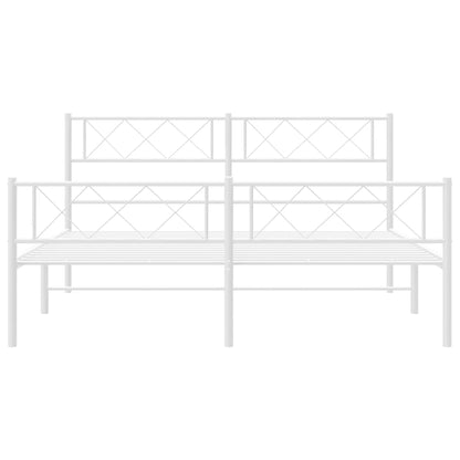 Estrutura de cama com cabeceira e pés 150x200 cm metal branco