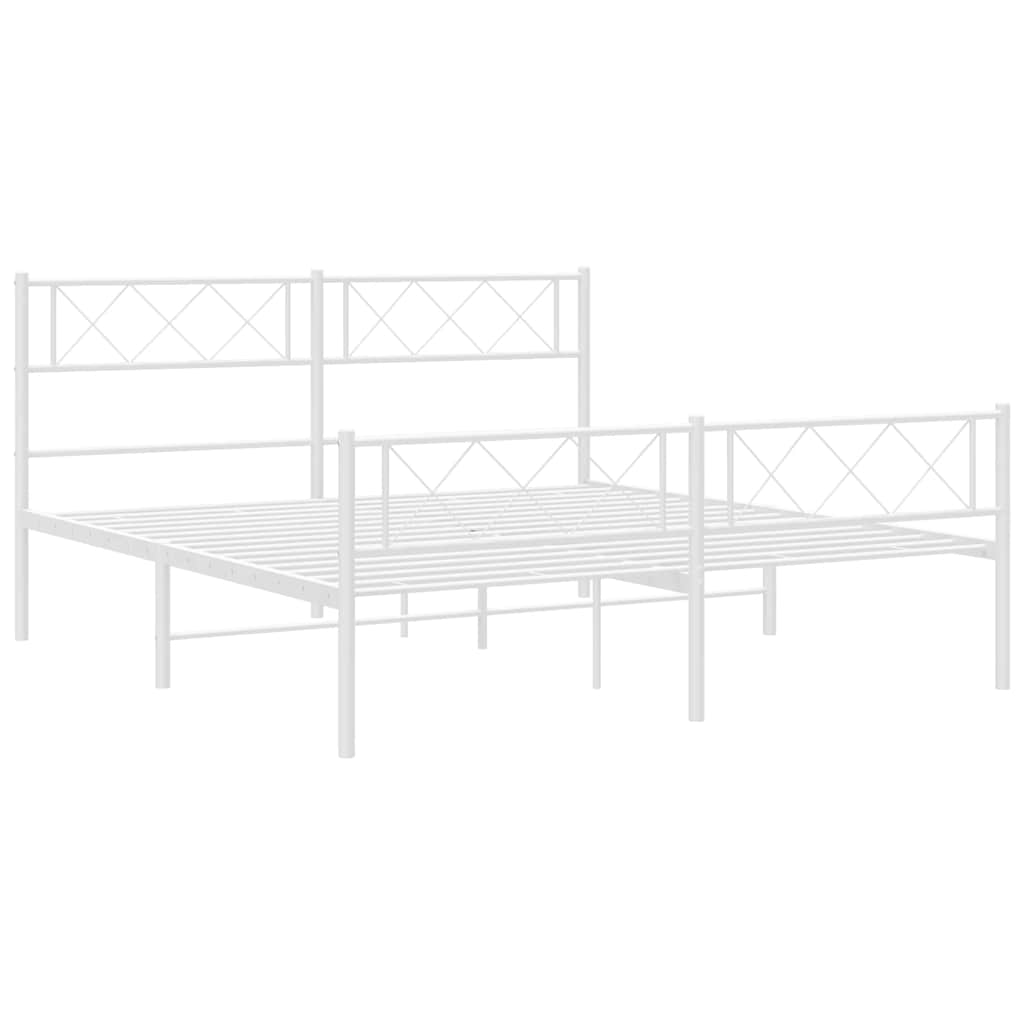 Estrutura de cama com cabeceira e pés 150x200 cm metal branco