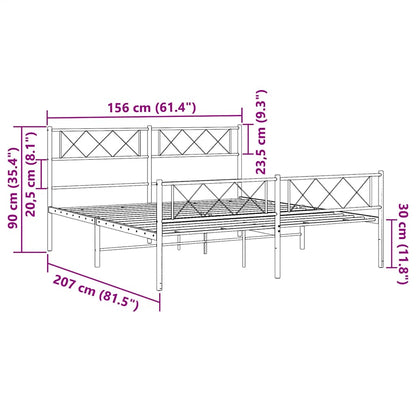 Estrutura de cama com cabeceira e pés 150x200 cm metal branco