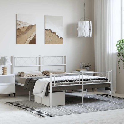 Estrutura de cama com cabeceira e pés 150x200 cm metal branco