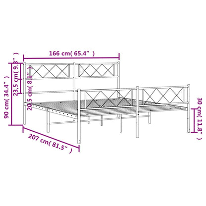 Estrutura de cama com cabeceira e pés 160x200 cm metal branco