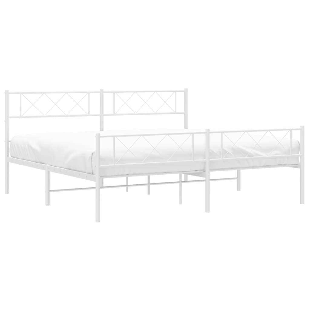 Estrutura de cama com cabeceira e pés 183x213 cm metal branco