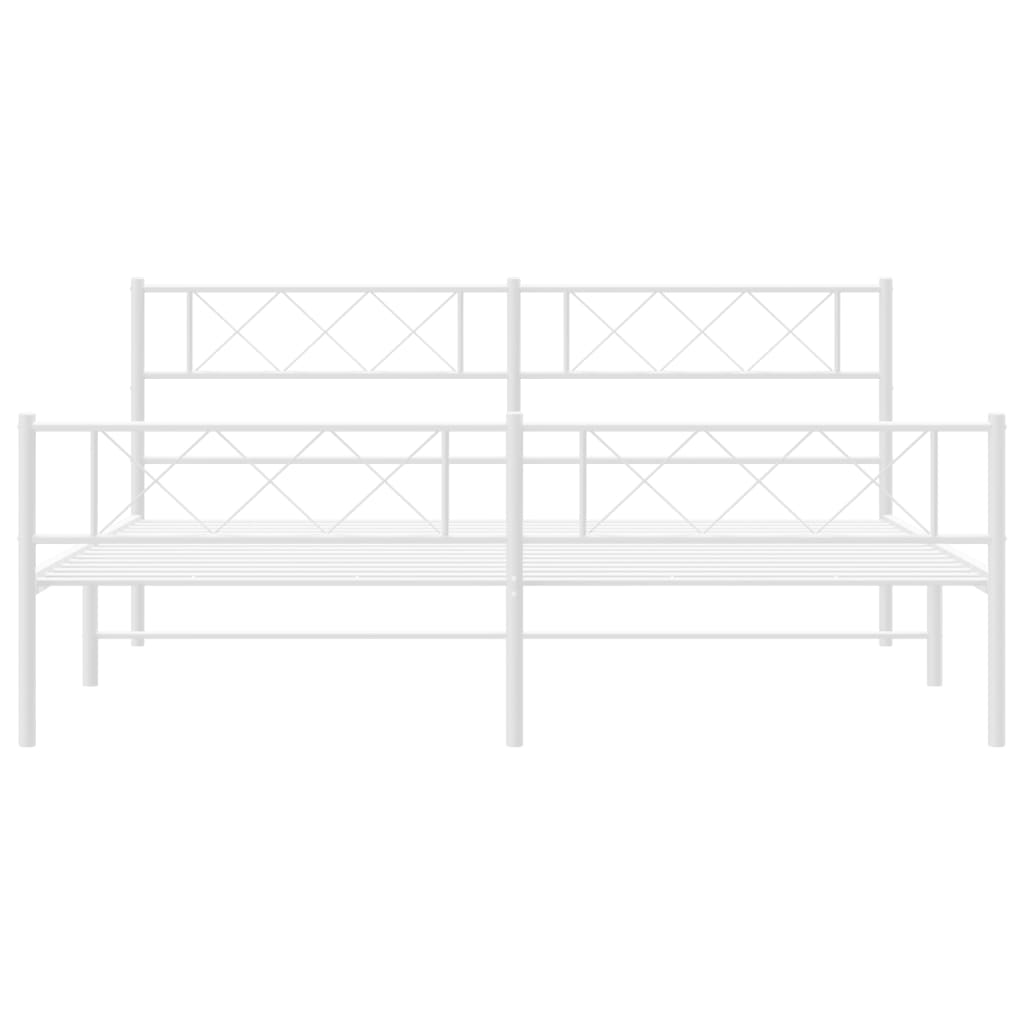 Estrutura de cama com cabeceira e pés 183x213 cm metal branco