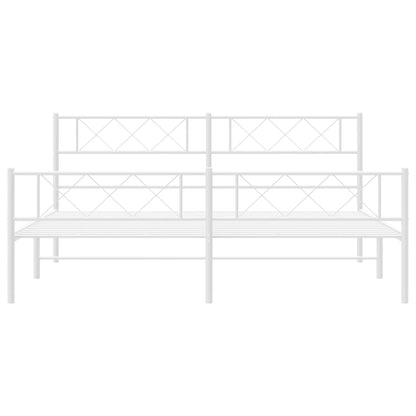 Estrutura de cama com cabeceira e pés 183x213 cm metal branco