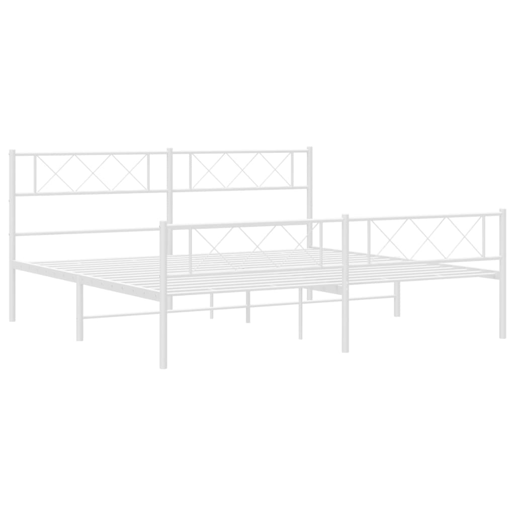 Estrutura de cama com cabeceira e pés 183x213 cm metal branco