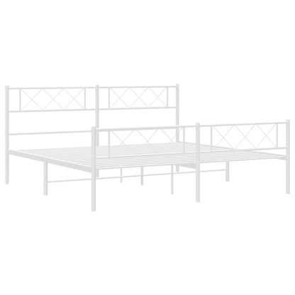 Estrutura de cama com cabeceira e pés 183x213 cm metal branco