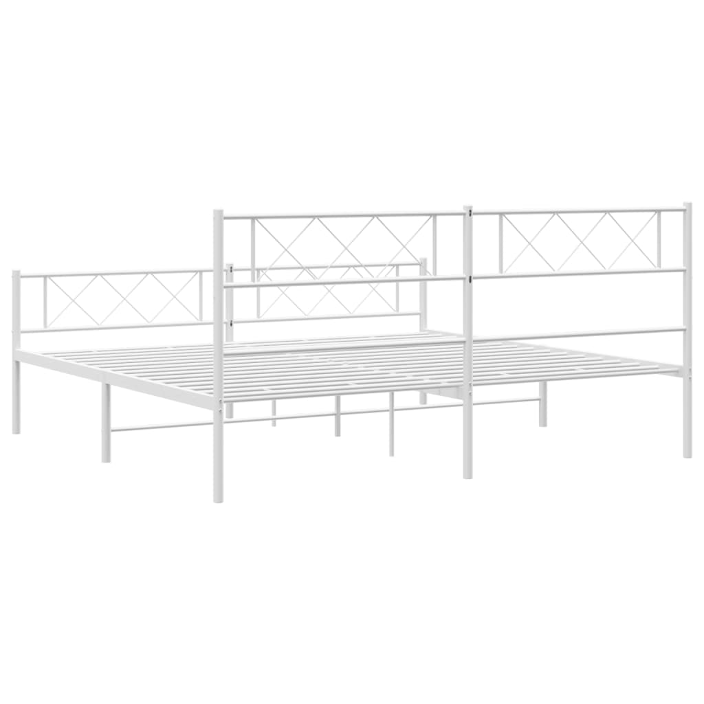 Estrutura de cama com cabeceira e pés 183x213 cm metal branco