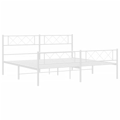 Estrutura de cama com cabeceira e pés 193x203 cm metal branco