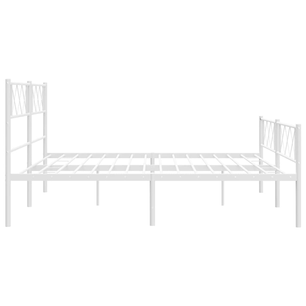 Estrutura de cama com cabeceira e pés 193x203 cm metal branco