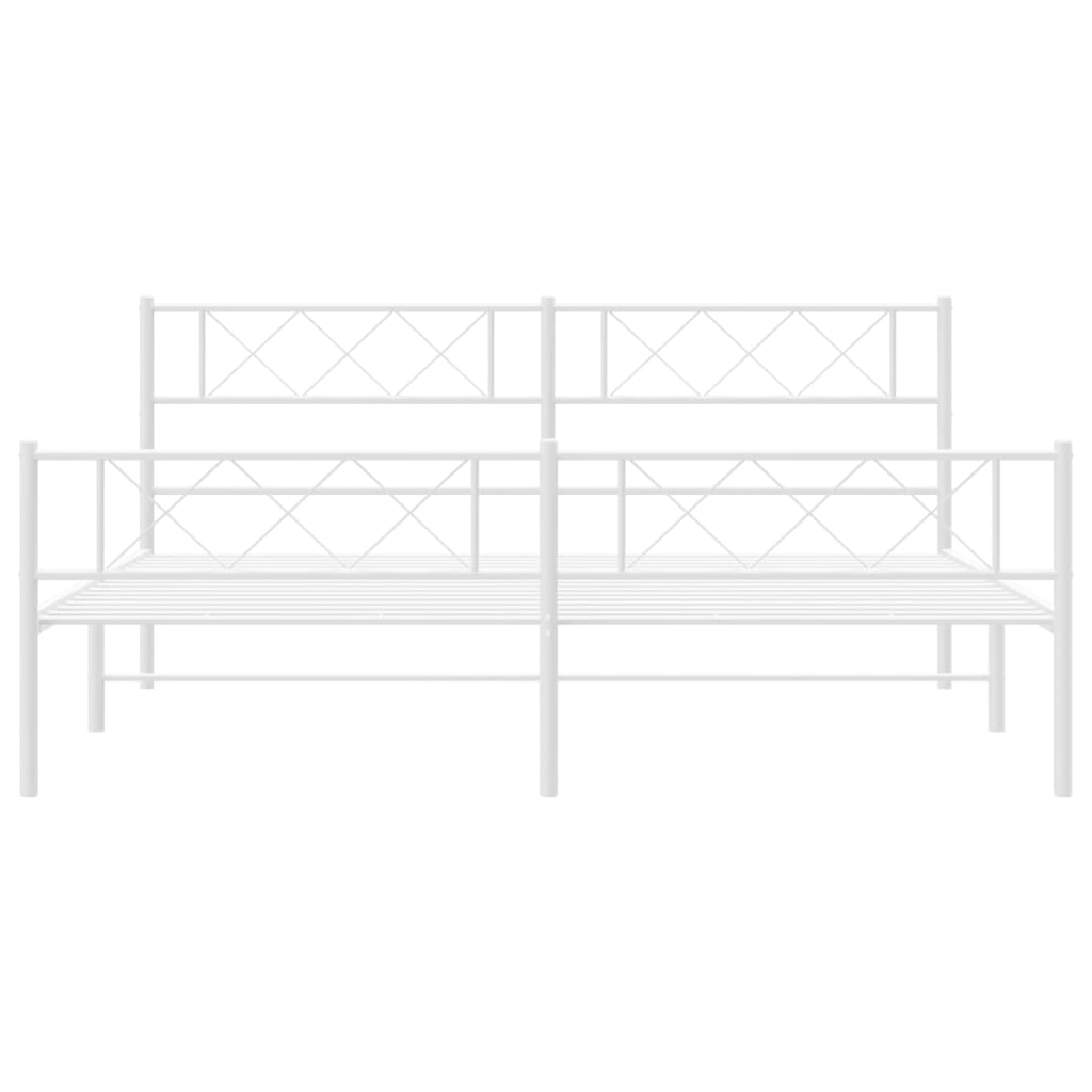 Estrutura de cama com cabeceira e pés 200x200 cm metal branco