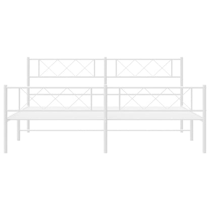 Estrutura de cama com cabeceira e pés 200x200 cm metal branco