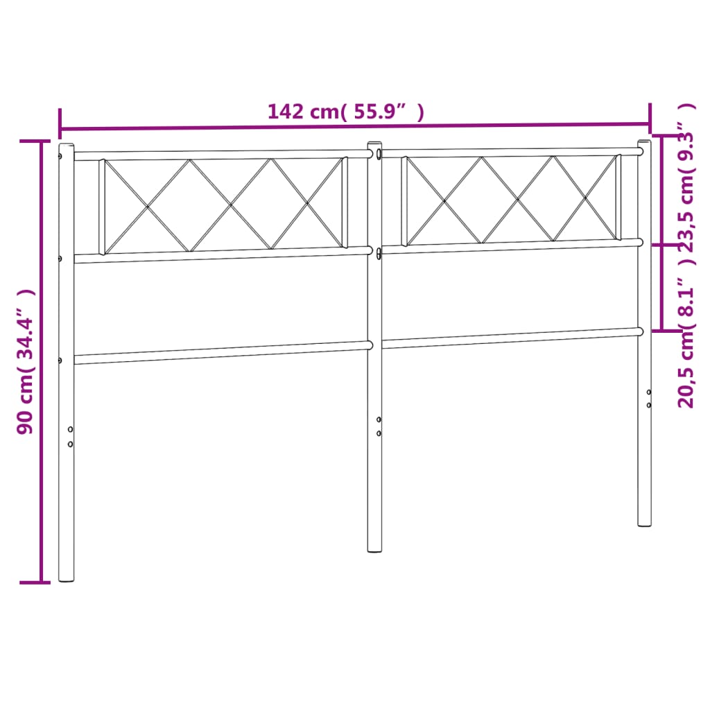 Cabeceira de cama 135 cm metal branco