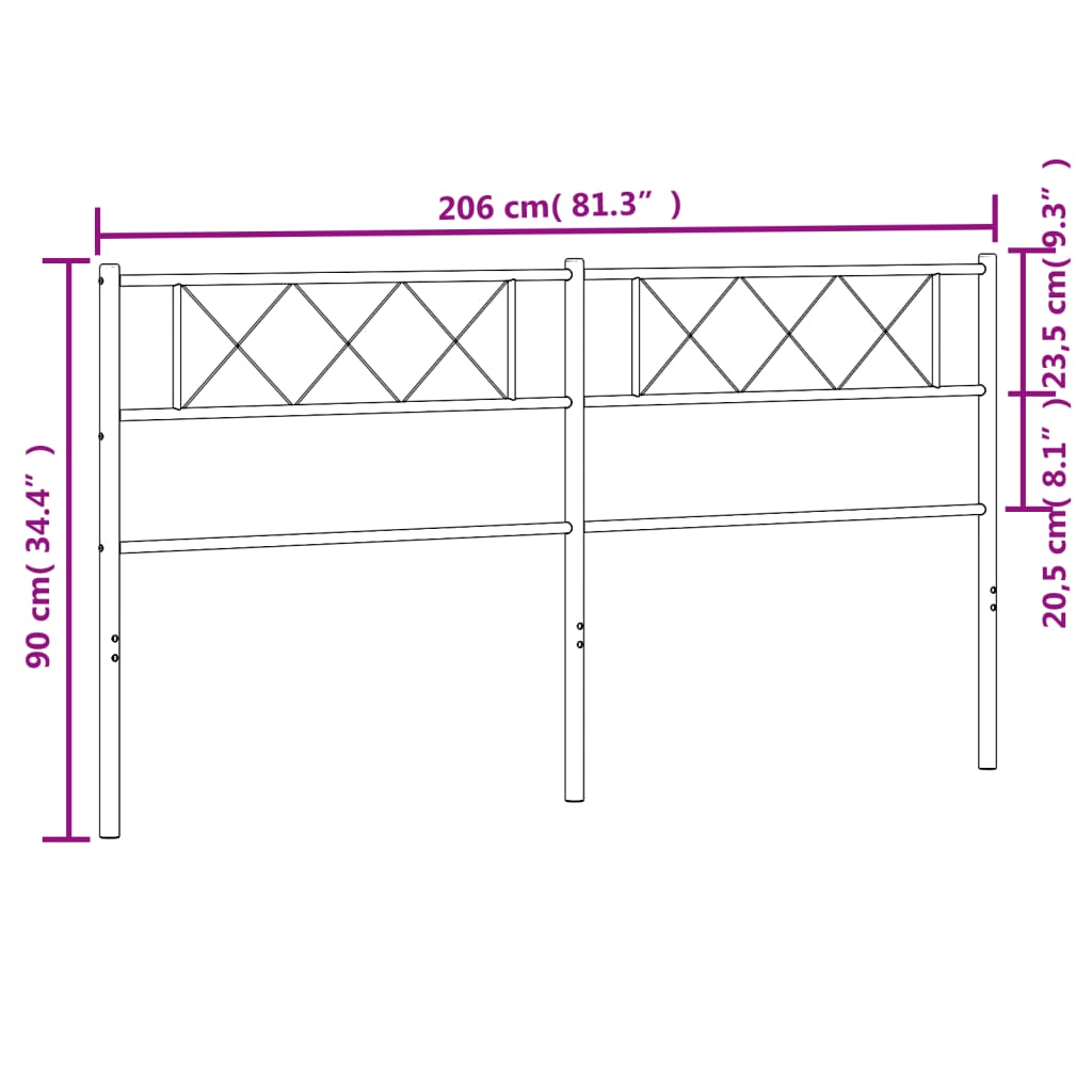 Cabeceira de cama 200 cm metal branco