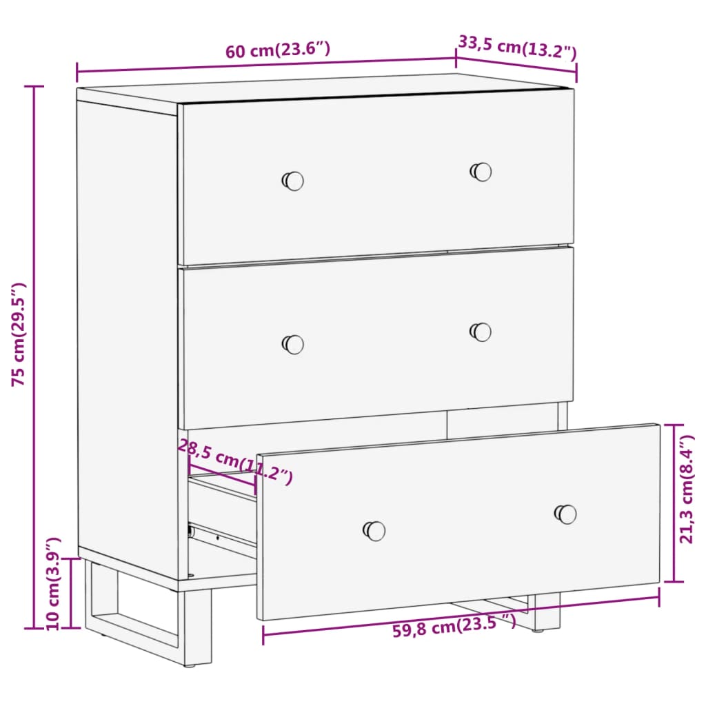 Móveis de apoio 2pcs 60x33,5x75 mangueira maciça castanho/preto