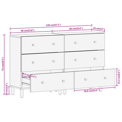 Móveis de apoio 2 pcs 60x33x75 cm madeira de mangueira maciça