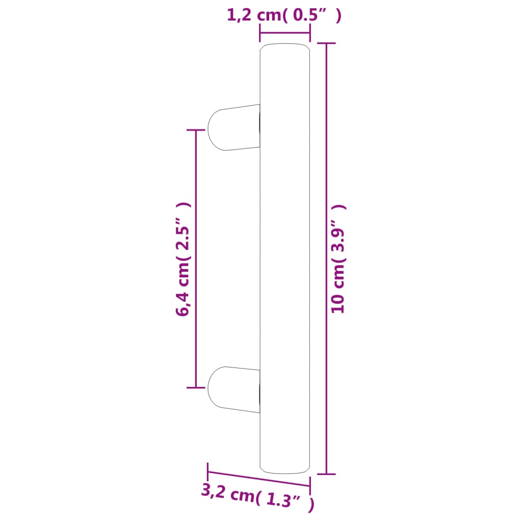 Puxadores para móveis 10 pcs 64 mm aço inoxidável prateado