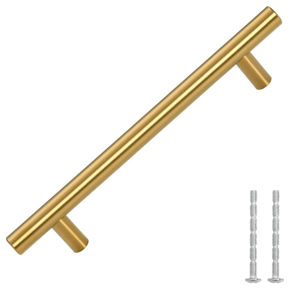 Puxadores para móveis 10 pcs 128 mm aço inoxidável dourado