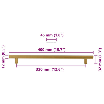 Puxadores para móveis 5 pcs 320 mm aço inoxidável dourado