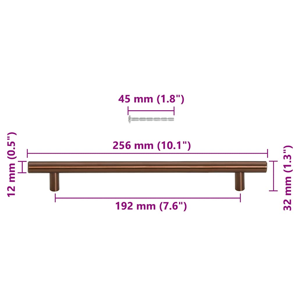 Puxadores para móveis 5 pcs 192 mm aço inoxidável bronze